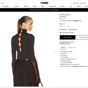 NWT Bottega Veneta Turtleneck Plisse Sweater In Dark Chestnut & Black- Large